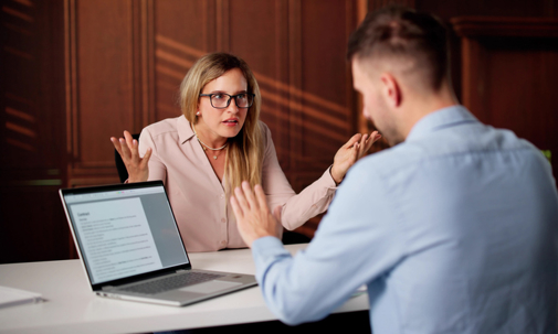 Client discussing audit concerns with a professional